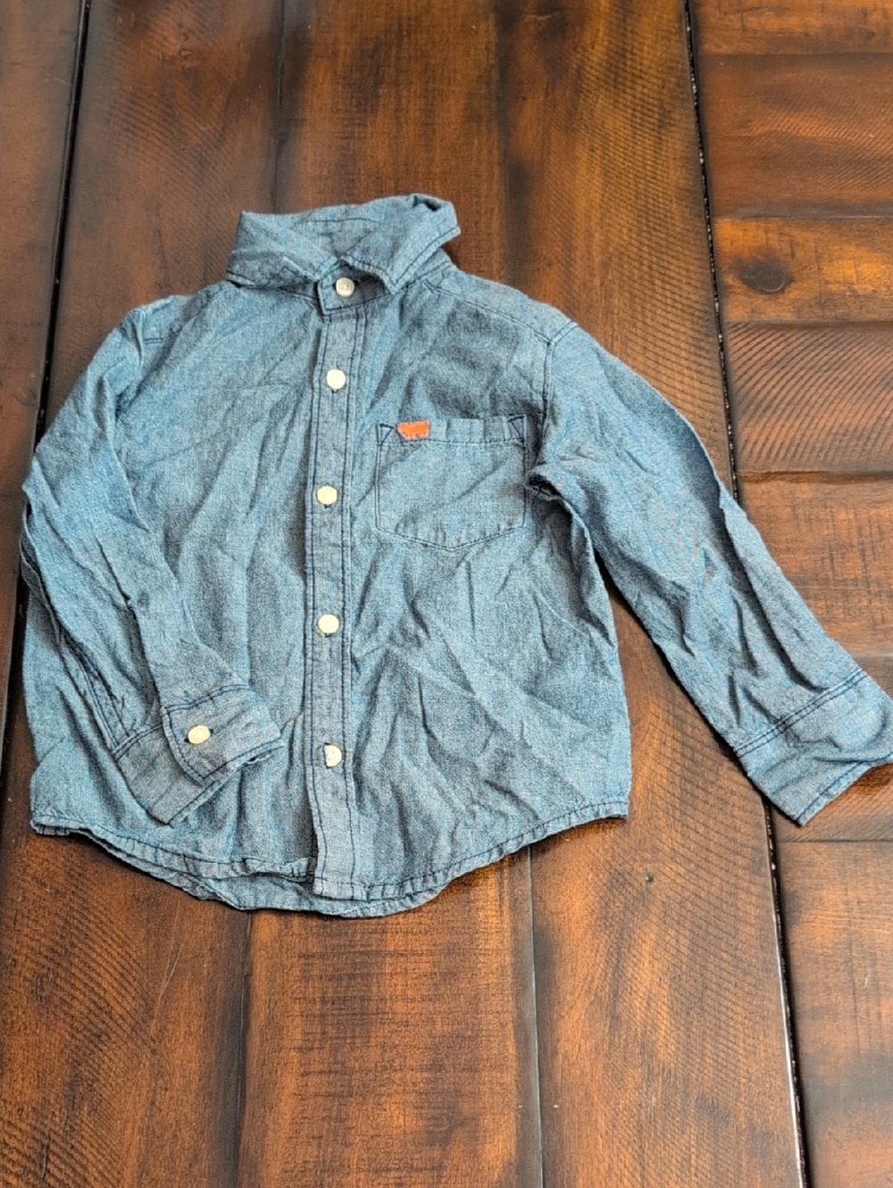 Carter's Toddler 2T Denim-Look Button Up Long-sleeve Shirt